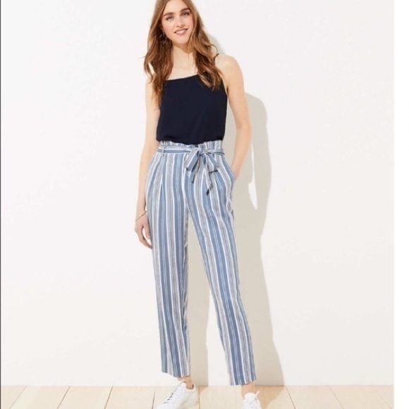 LOFT Pants - LOFT Striped Paper Bag Pants Size XL